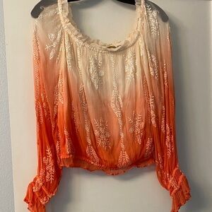 Ramy Brook Cream and Orange Ombre Blouse